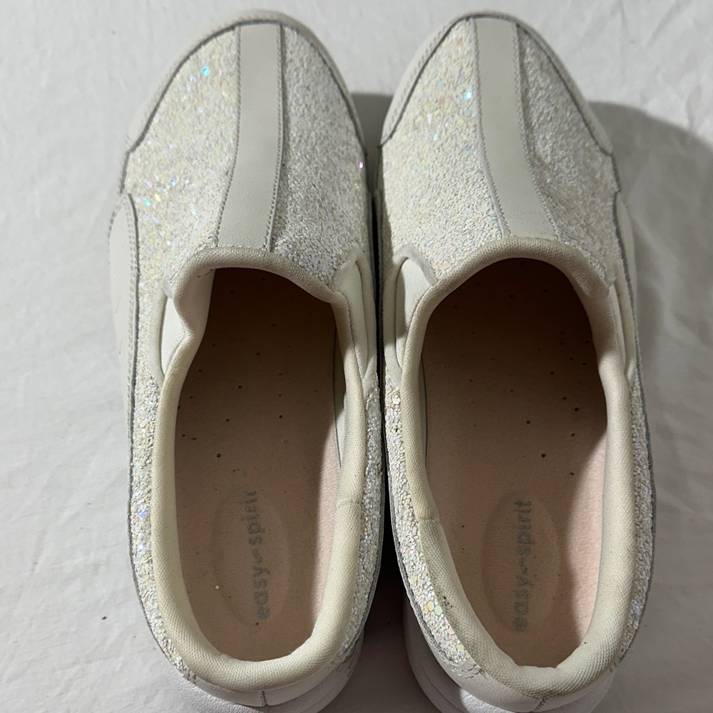 Easy Spirit Glittery Cream Slip-Ons